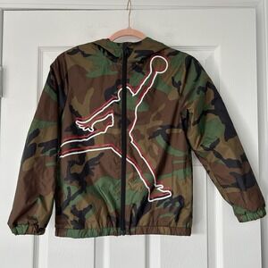 Boys Air Jordan Jump Man Camo Hooded Windbreaker Zip-Up Jacket Small‎ Boys 8-10